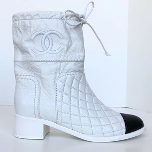 Chanel Crumpled Calfskin Cap Toe Short Boots